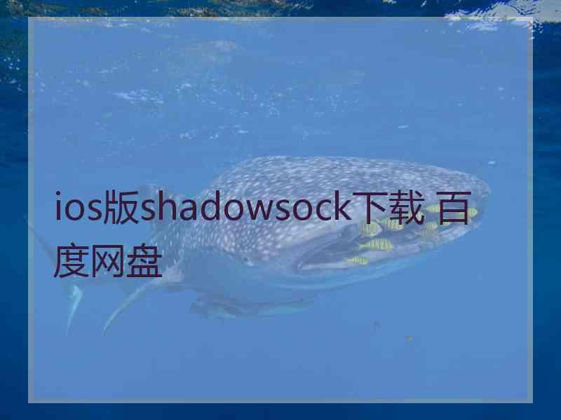 ios版shadowsock下载 百度网盘